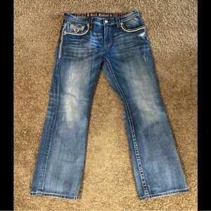 Rock Revival Men's Faded Blue Bootcut Jeans